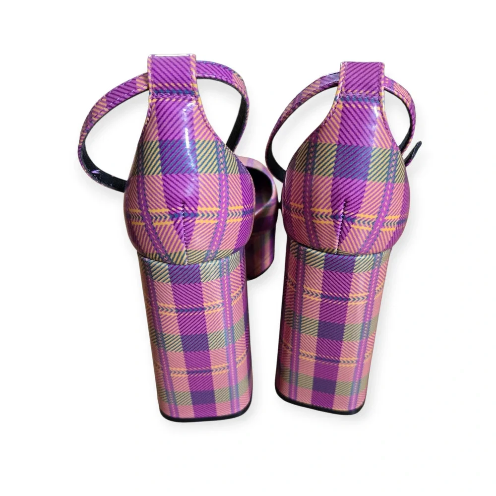 Larroude (Larroudé) Ari Checkered Plaid Mary Jane Platform Pumps‎ Size 7.5 - Picture 6 of 8